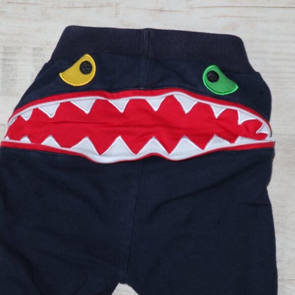 Truly Scrumptious Baby Pants 3M Navy Blue Zip-Back Monster Face - Picture 2 of 5